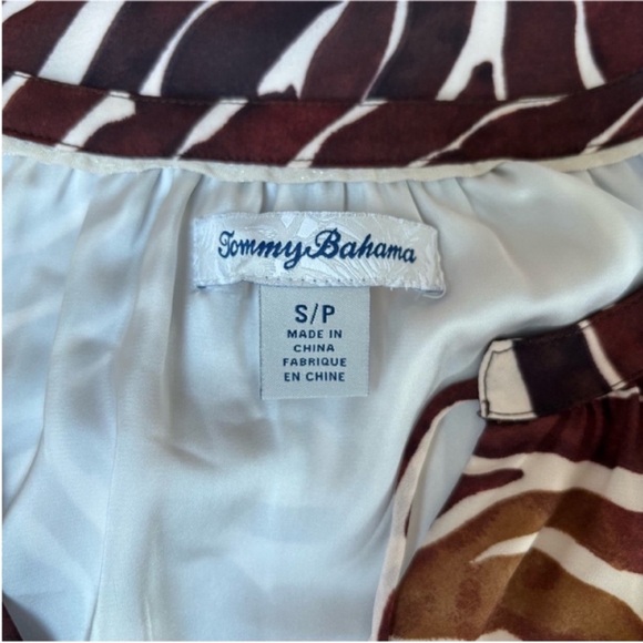 Tommy Bahama Midi Dress Zen Zebra Print Wrap A Line Boho Brown White Size Small - Picture 3 of 14